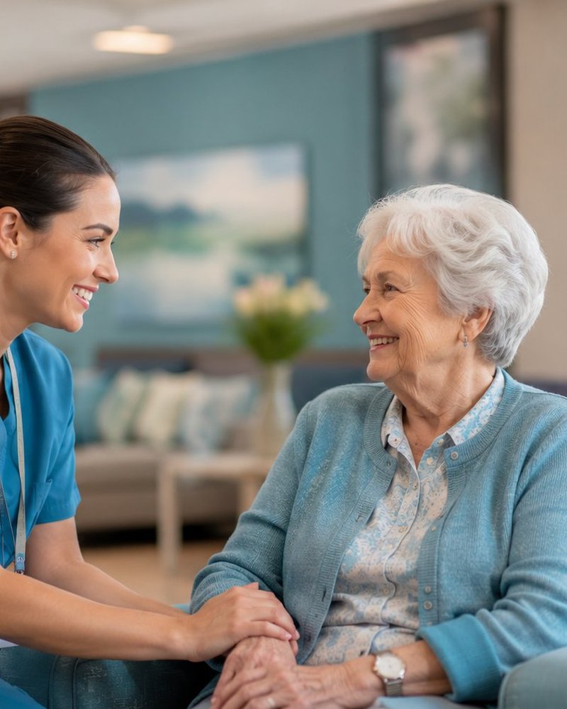 A nurse with an elderly resident